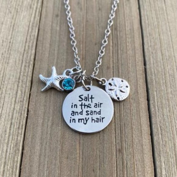 🌼 “Salt in the Air” Silver Beachy Ocean Charm Necklace - Picture 4 of 4